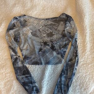 Stylish Gray Long Sleeve Women's Top